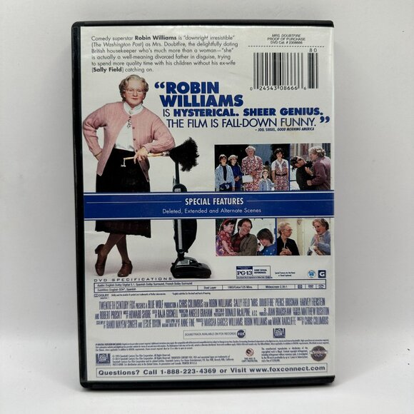 Mrs. Doubtfire DVD Robin Williams Sally Field Comedy Family Film Rated PG13 - Picture 2 of 3
